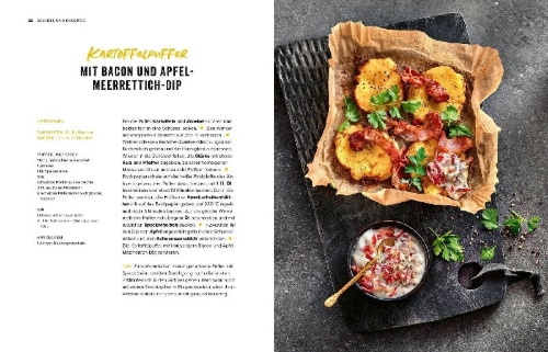 Buchcover und Innenansicht für das Buch: Airfryer-Blitzrezepte