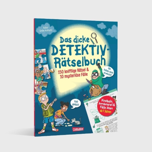 Buchcover und Innenansicht für das Buch: Das dicke Detektiv-Rätselbuch