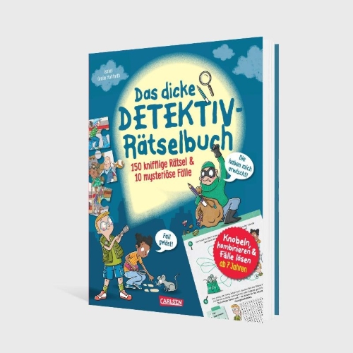 Buchcover und Innenansicht für das Buch: Das dicke Detektiv-Rätselbuch