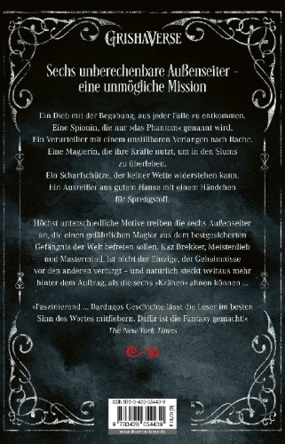 Buchcover und Innenansicht für das Buch: Six of Crows