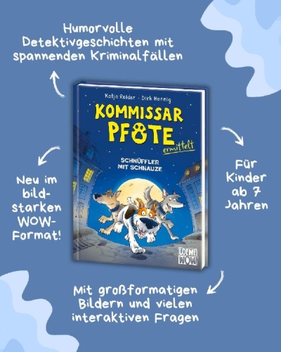 Buchcover und Innenansicht für das Buch: Kommissar Pfote ermittelt (Band 1) - Schnüffler mit Schnauze