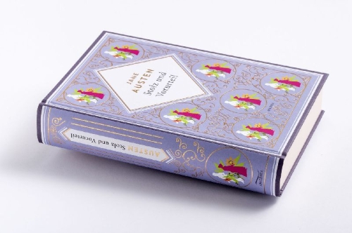 Buchcover und Innenansicht für das Buch: Jane Austen, Stolz und Vorurteil. Schmuckausgabe mit Goldprägung