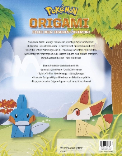 Buchcover und Innenansicht für das Buch: Pokémon: Origami - Fold your own Pokémon