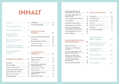 Buchcover und Innenansicht für das Buch: Gesund mit der NiMe-Diät