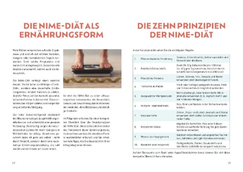 Buchcover und Innenansicht für das Buch: Gesund mit der NiMe-Diät