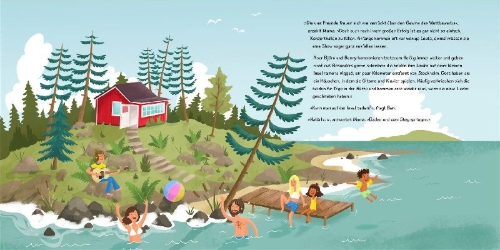 Buchcover und Innenansicht für das Buch: Ella & Ben und ABBA - Von Glitzerkostümen, Superhits und jeder Menge Mamma Mia