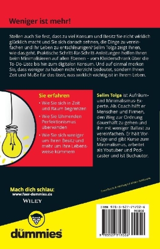 Buchcover und Innenansicht für das Buch: Minimalismus leben für Dummies