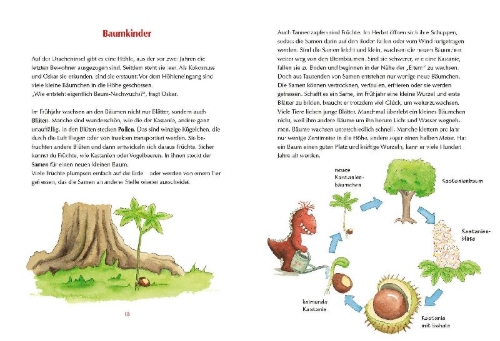 Buchcover und Innenansicht für das Buch: Der kleine Drache Kokosnuss - Mein erstes Wald-Buch
