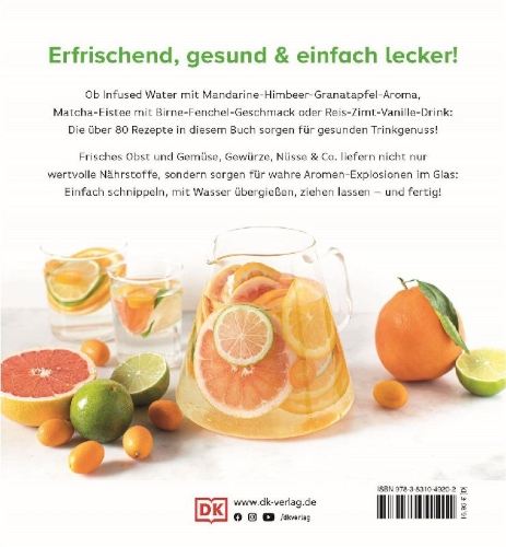 Buchcover und Innenansicht für das Buch: Infused Water, Eistee & Co.