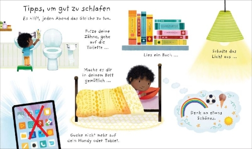 Buchcover und Innenansicht für das Buch: Warum muss ich ins Bett?