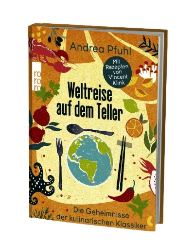 Buchcover und Innenansicht für das Buch: Weltreise auf dem Teller