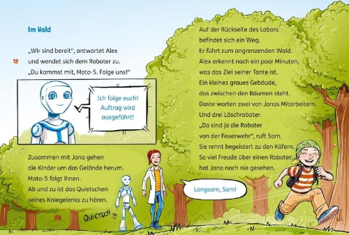 Buchcover und Innenansicht für das Buch: Die Robot-Kids: Die Löschroboter