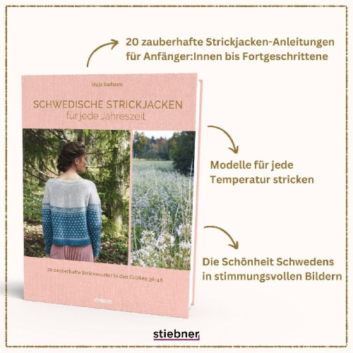 Buchcover und Innenansicht für das Buch: Schwedische Strickjacken für jede Jahreszeit