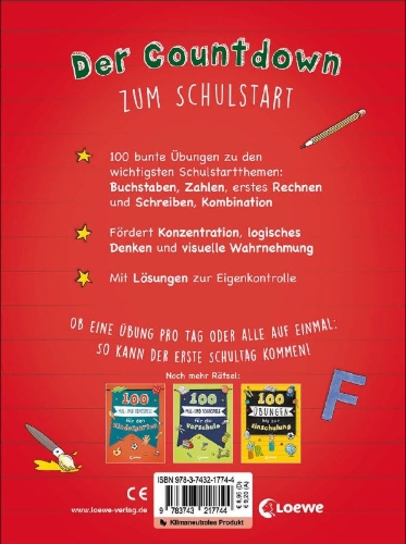 Buchcover und Innenansicht für das Buch: 100 Übungen bis zum ersten Schultag