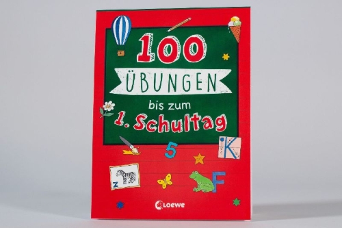 Buchcover und Innenansicht für das Buch: 100 Übungen bis zum ersten Schultag