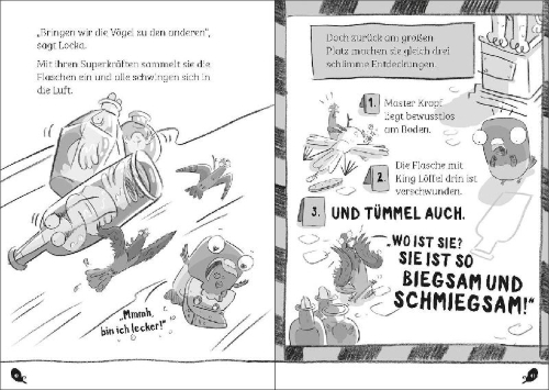 Buchcover und Innenansicht für das Buch: Real Pigeons Eat Danger
