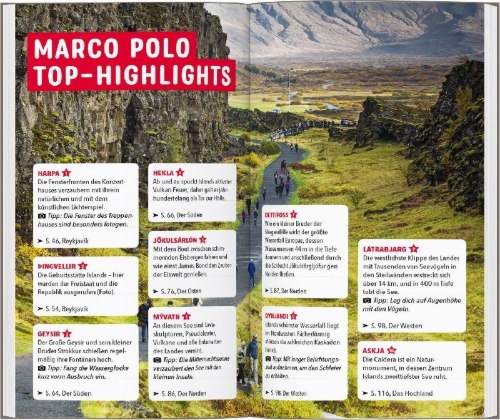 Buchcover und Innenansicht für das Buch: MARCO POLO Reiseführer Island
