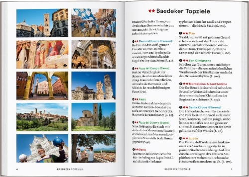 Buchcover und Innenansicht für das Buch: Baedeker SMART Reiseführer Toskana