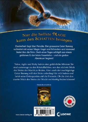 Buchcover und Innenansicht für das Buch: The Last Firehawk - The Crystal Caverns