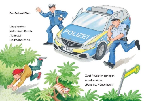 Buchcover und Innenansicht für das Buch: Leselöwen 1. Klasse - Polizist für einen Tag