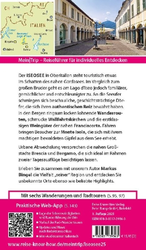 Buchcover und Innenansicht für das Buch: Reise Know-How MeinTrip Iseosee / Lago d'Iseo