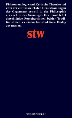 Buchcover und Innenansicht für das Buch: Phänomenologie und Kritische Theorie