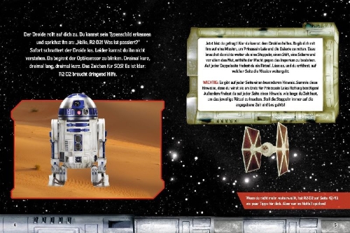 Buchcover und Innenansicht für das Buch: Star Wars: ESCAPE - Löse die Rätsel und rette die Galaxie!