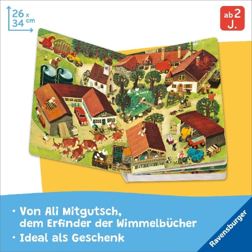 Buchcover und Innenansicht für das Buch: Mein Wimmelbuch: Bei uns im Dorf