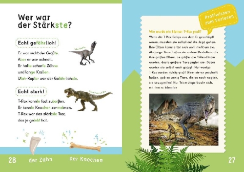 Buchcover und Innenansicht für das Buch: Dein Lesestart: Weißt du schon alles über Dinos? Ab 1. Klasse