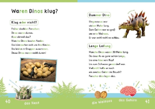 Buchcover und Innenansicht für das Buch: Dein Lesestart: Weißt du schon alles über Dinos? Ab 1. Klasse