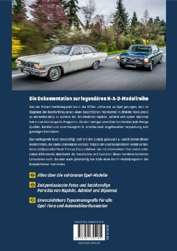 Buchcover und Innenansicht für das Buch: Opel Kapitän, Admiral, Diplomat A & B - Die großen Drei aus Rüsselsheim