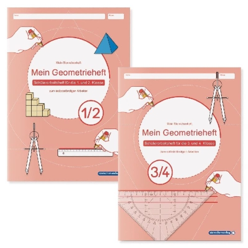 Buchcover und Innenansicht für das Buch: Mein Geometrieheft 1/2 und 3/4 im Set