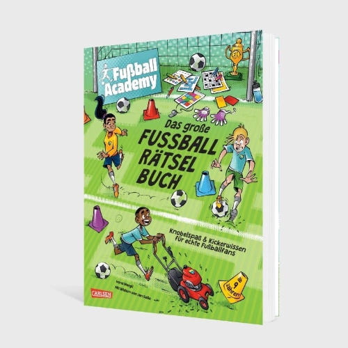 Buchcover und Innenansicht für das Buch: Fußball Academy: Das große Fußball-Rätselbuch