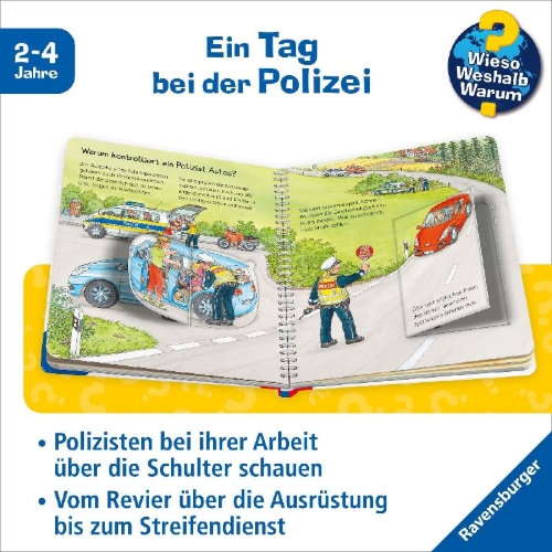 Buchcover und Innenansicht für das Buch: Wieso? Weshalb? Warum? junior, Band 65: Was macht der Polizist?