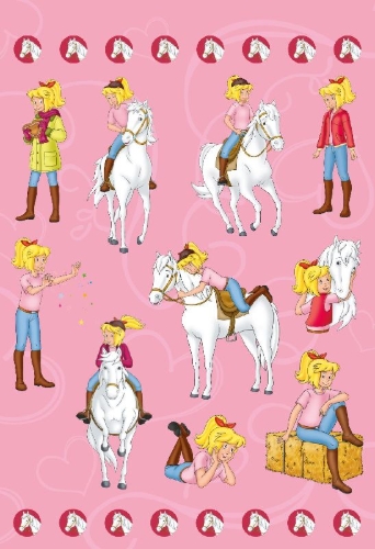 Buchcover und Innenansicht für das Buch: Bibi & Tina: Stickern und Malen mit Bibi und Tina
