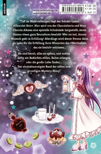 Buchcover und Innenansicht für das Buch: Chocolat no Maho - tricky beans