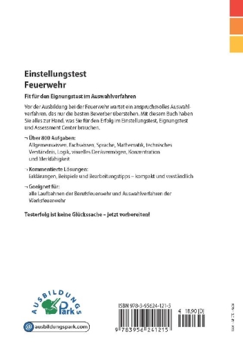 Buchcover und Innenansicht für das Buch: Einstellungstest Feuerwehr