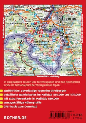 Buchcover und Innenansicht für das Buch: ROTHER Wanderführer Berchtesgadener Land. 51 Touren - Berchtesgaden, Bad Reichenhall, Nationalpark Berchtesgaden, Königssee