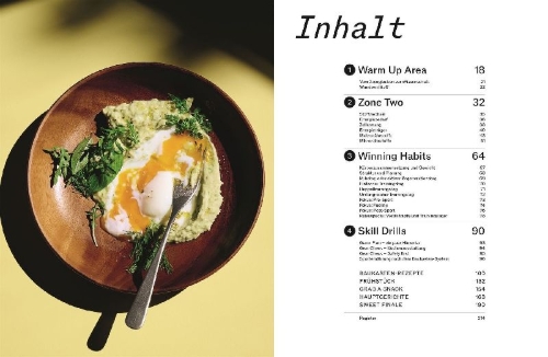 Buchcover und Innenansicht für das Buch: Train, Eat, Repeat
