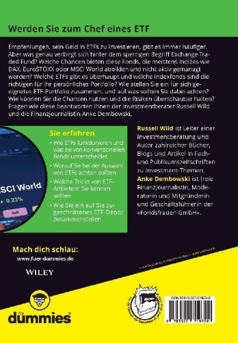 Buchcover und Innenansicht für das Buch: Investieren in ETFs für Dummies