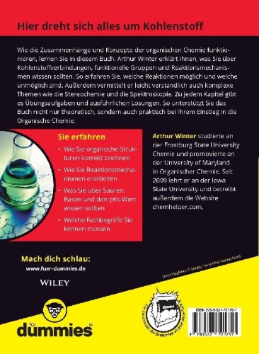 Buchcover und Innenansicht für das Buch: Organische Chemie für Dummies