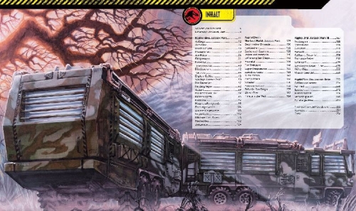 Buchcover und Innenansicht für das Buch: Jurassic Park: The Ultimate Visual History