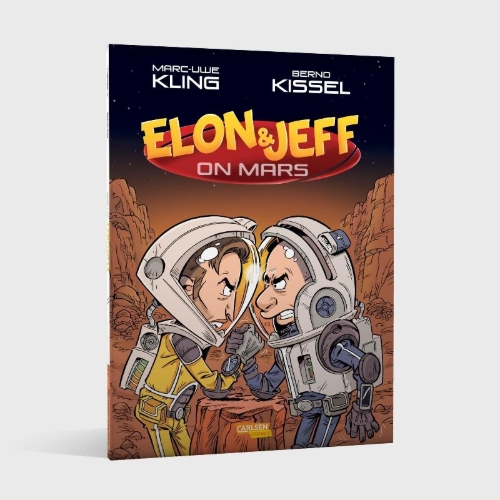 Buchcover und Innenansicht für das Buch: Elon & Jeff on Mars