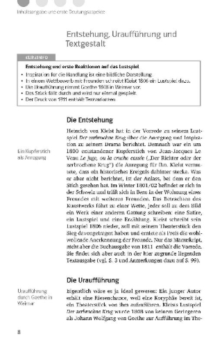 Buchcover und Innenansicht für das Buch: Klett Lektürehilfen Heinrich von Kleist, Der zerbrochne Krug
