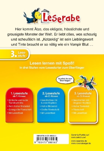 Buchcover und Innenansicht für das Buch: Ätze. das Tintenmonster - Leserabe 3. Klasse - Erstlesebuch für Kinder ab 8 Jahren