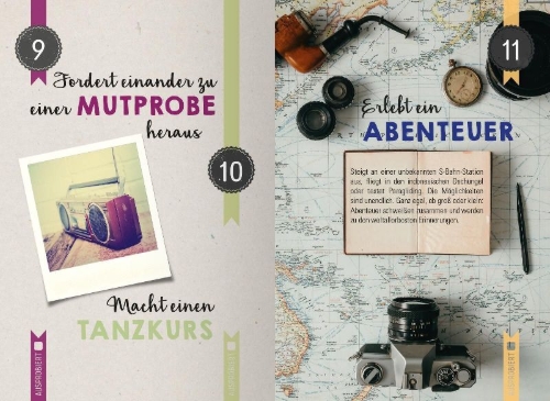 Buchcover und Innenansicht für das Buch: 99 herrlich verrückte Ideen für euer Leben zu zweit