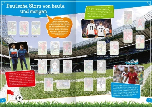 Buchcover und Innenansicht für das Buch: Das große Fußball-Stickerbuch