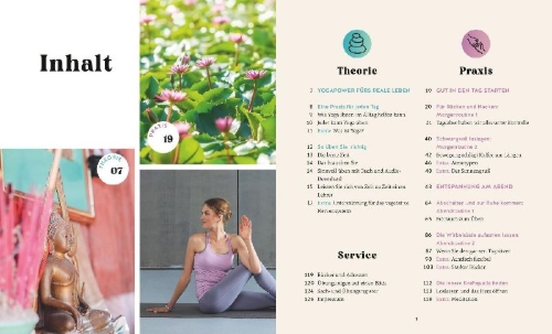 Buchcover und Innenansicht für das Buch: Yoga für mehr Energie und Ruhe