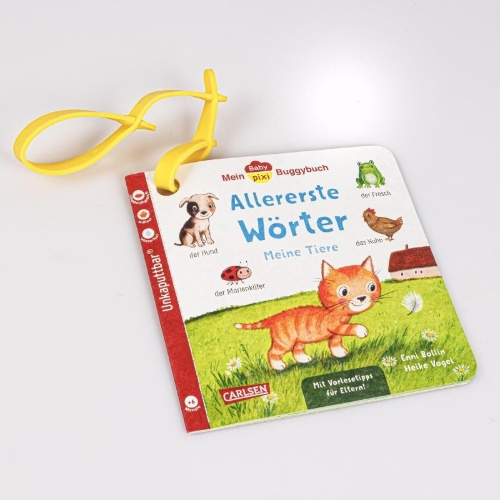 Buchcover und Innenansicht für das Buch: Baby Pixi (unkaputtbar) 179: Mein Baby-Pixi-Buggybuch: Allererste Wörter: Meine Tiere
