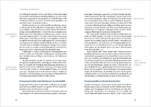 Buchcover und Innenansicht für das Buch: Handbuch Sprache und Bewegung